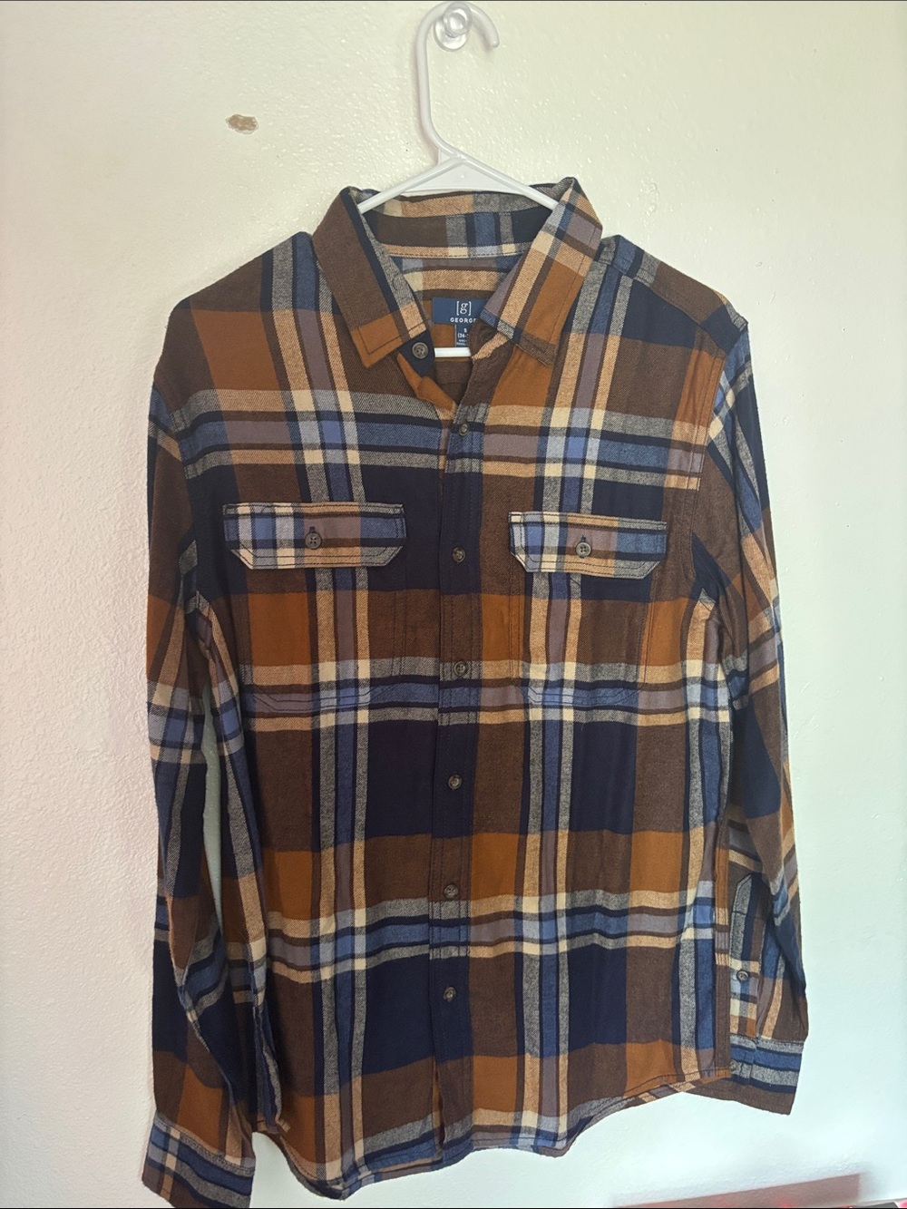 George Plaid Button-Down Shirt in Brown and Navy